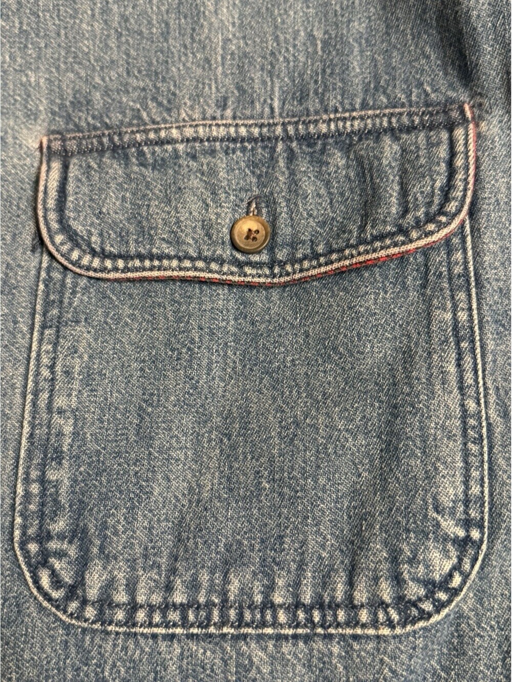 Vintage LL Bean Denim Flannel Lined Shirt Shacket Made In USA Size L - Picture 7 of 9